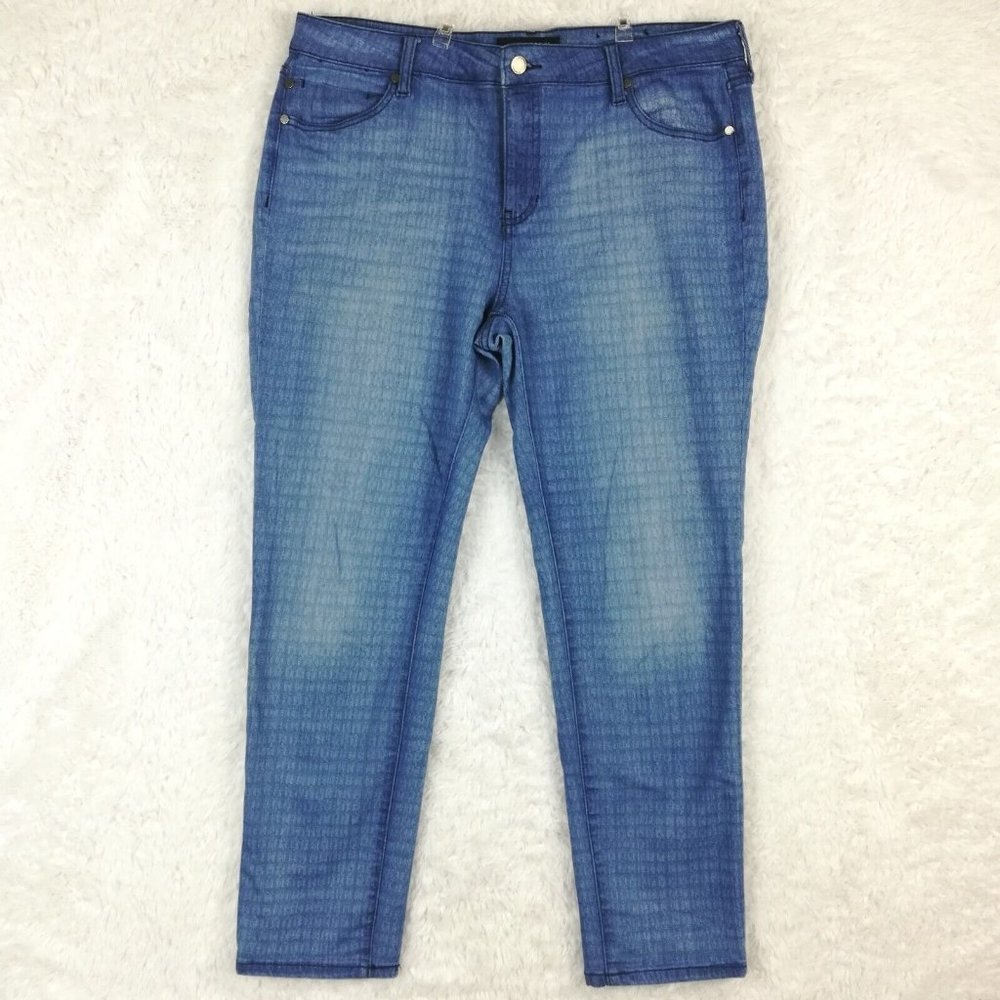 Liverpool Womens Jeans Skinny Blue‎ Denim Check Print Stretch Mid Rise 14